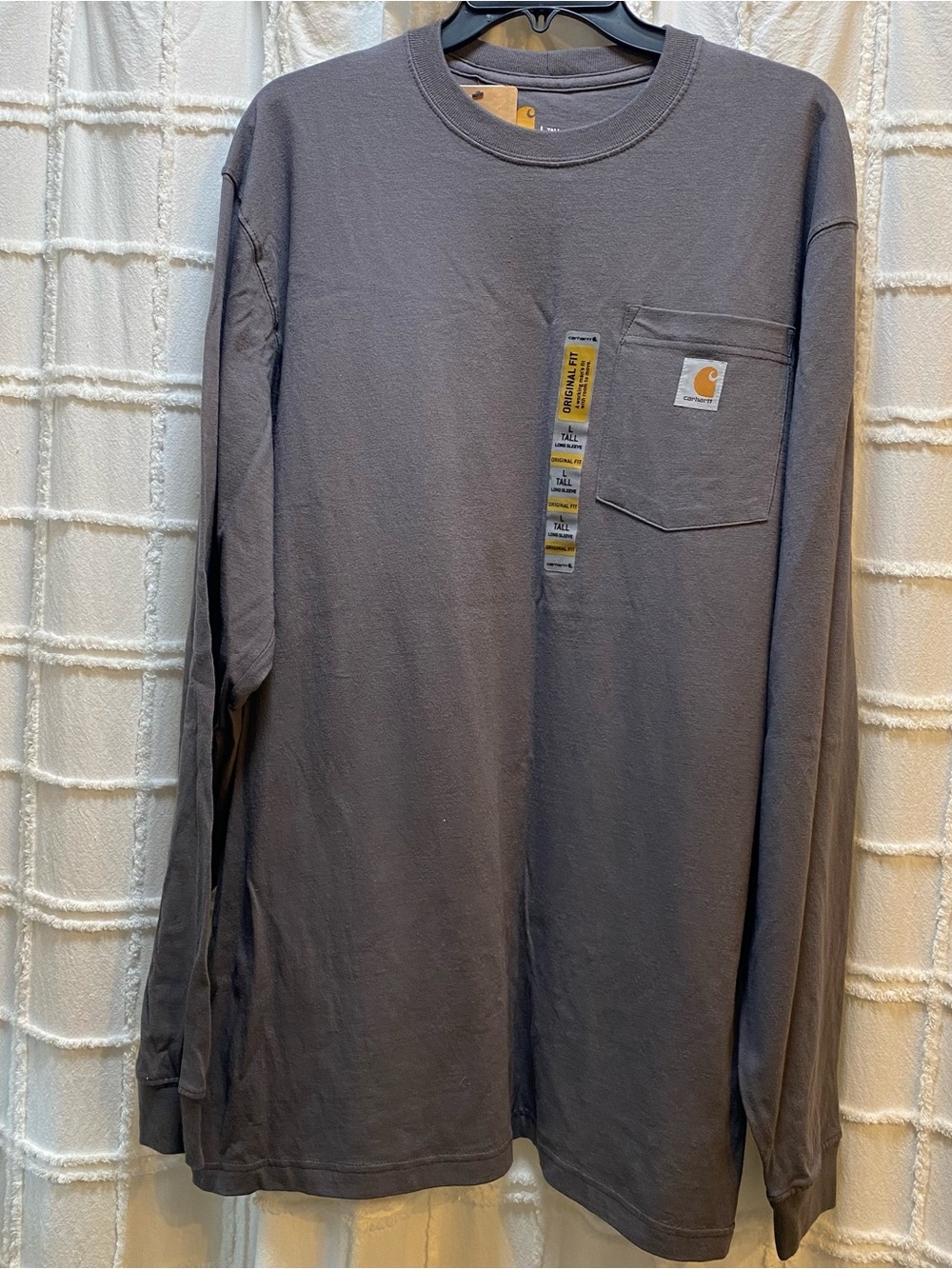Carhartt Long-Sleeve Pocket Tee in Charcoal Gray